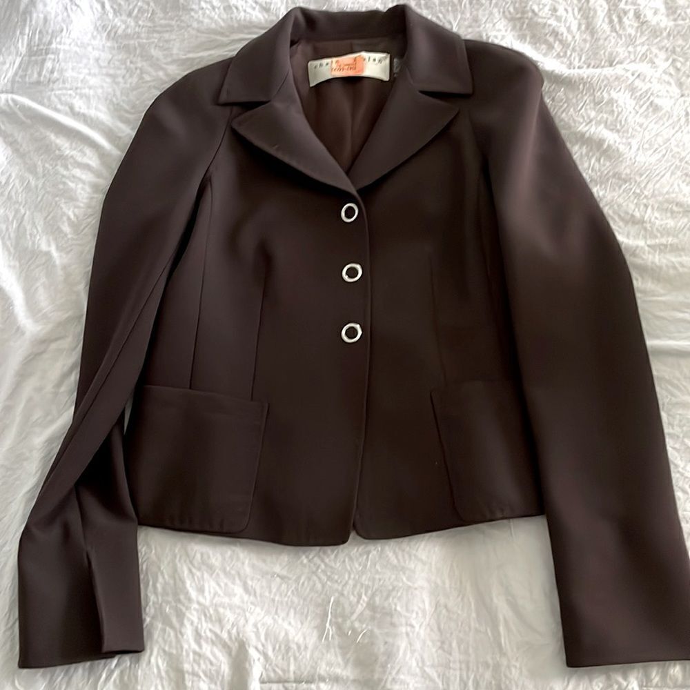 Charles Nolan Designer Brown Blazer Professional Business Jacket Size 6